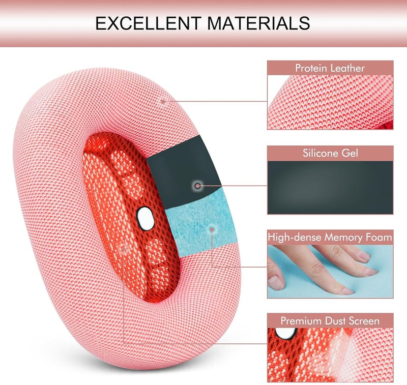 GEVO Upgraded Ear Cushions Replacement Earpads for Apple AirPods Max Headphones, Protein Leather Ear Pads Cover with Memory Foam and Magnet for AirPods Max (Pink) - Image 4